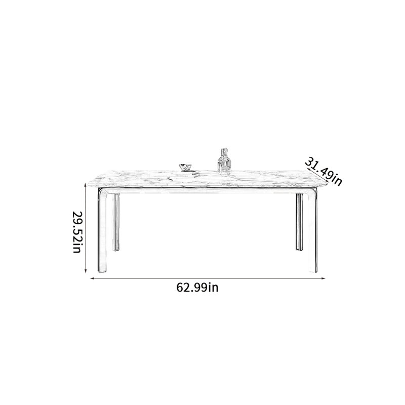 Wietske Metal Base Dining Table, 29.52"H x 62.99"L x 31.49"W