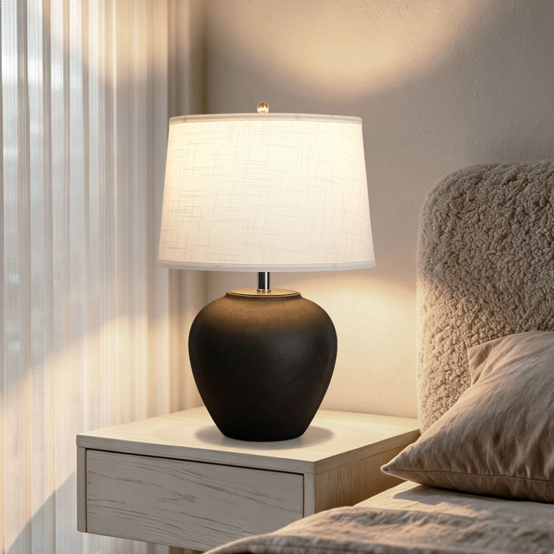 Lampe de table en céramique de 58 cm de hauteur, lampe de chevet tactile à intensité variable avec ampoule E26 incluse, Black