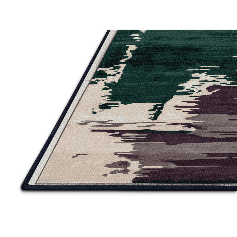 Machine Washable Watercolor Blue Area Rug