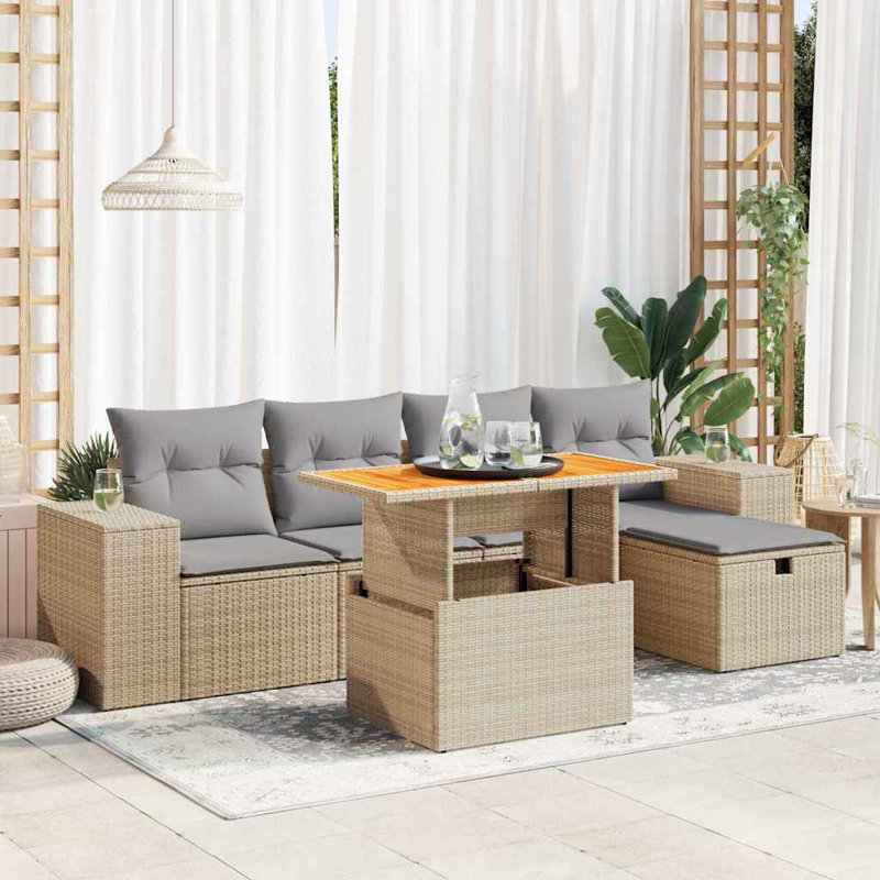  Ensemble de canapé de jardin en rotin beige