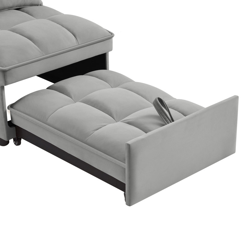 Chaise longue capitonnée sans accoudoirs Accent, Velours gris velours