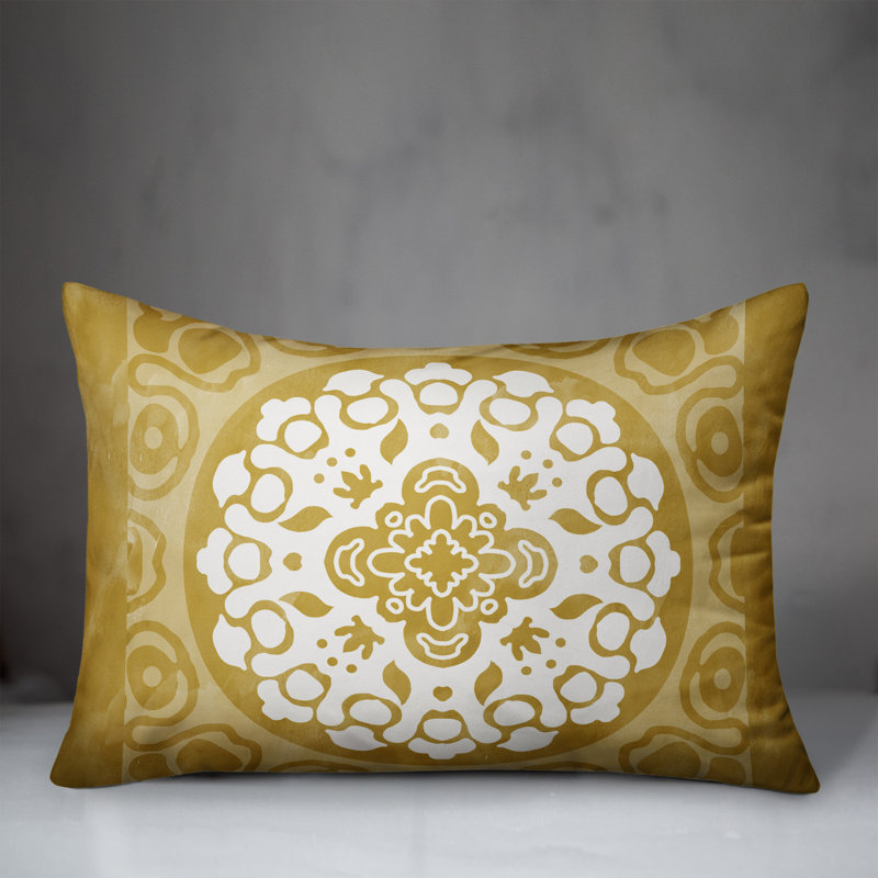 Outdoor Reversible Throw Pillow, Yellow, Floral 4
