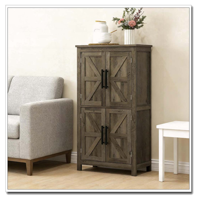 Armoire de rangement au sol avec conception anti-basculement, Noyer