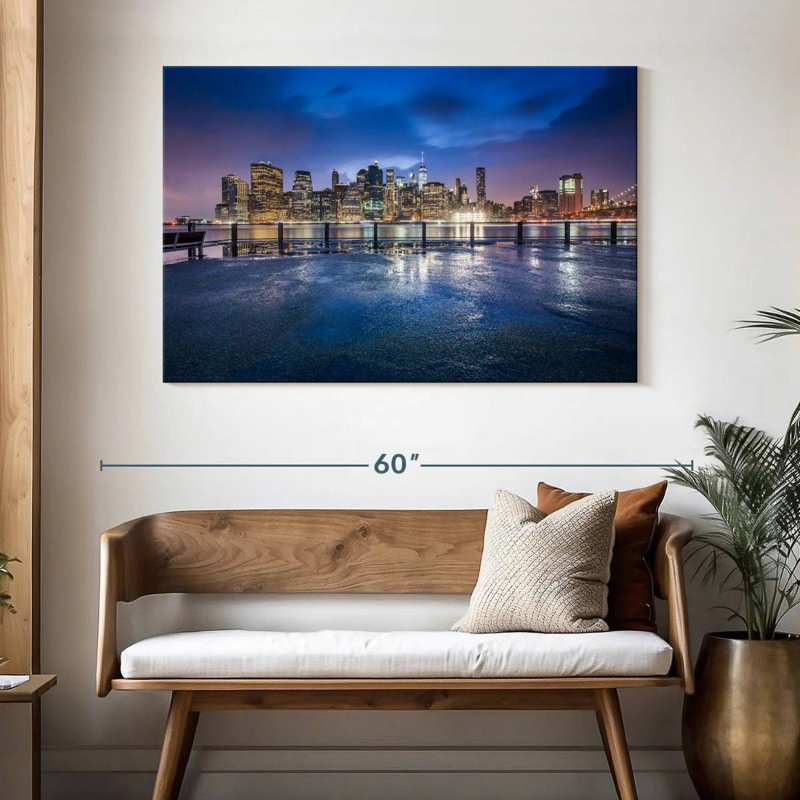 Skyline de Sirci à New York la nuit, H 32 po x l 48 po