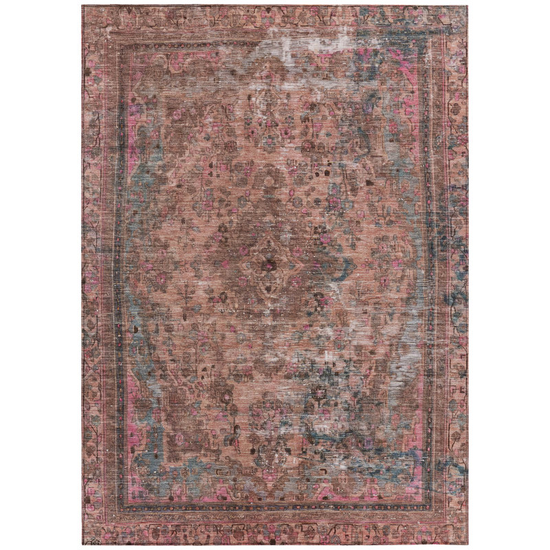 Blazura Pink Washable Indoor-Outdoor Rug - LOOMLAN, 8' x 10'