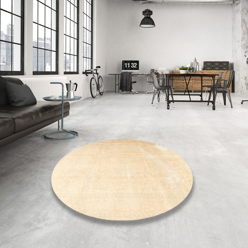Beige oriental Tapis décoratif, Rond 7 pi