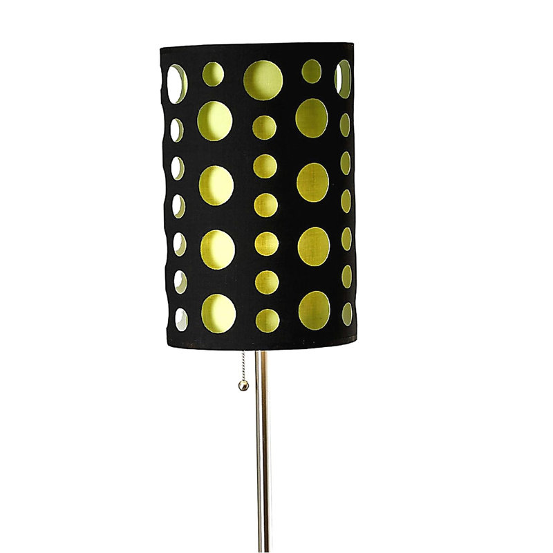 66 inches high metal floor lamp, retro design, with black and green shades, Black, Green/Black