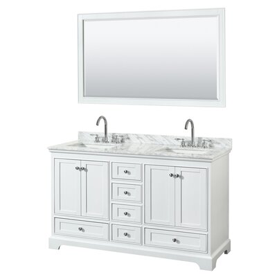 Deborah 60"" Double Bathroom Vanity Set with Mirror -  Wyndham Collection, WCS202060DWHCMUNSM58