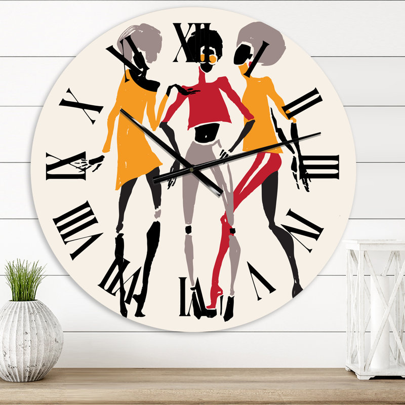 Silhouettes de femmes afro-américaines II - horloge murale moderne, Moyen