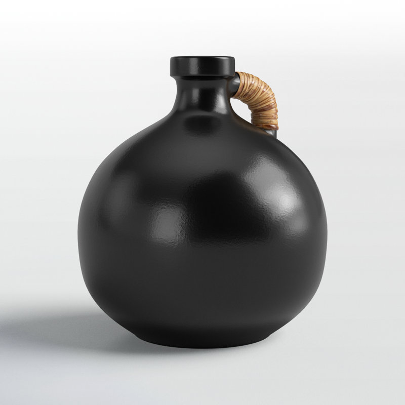 Winslet Terracotta Table Vase, Black, 10.85" H x 9.4" W x 9.4" D