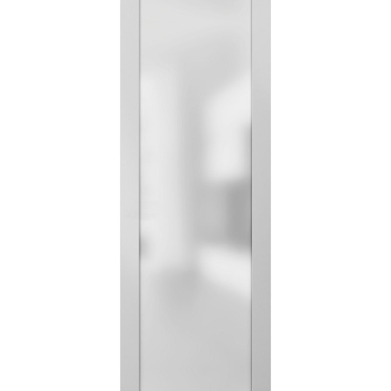 Porte standard en verre givré Planum, 28 po x 80 po, Satin blanc