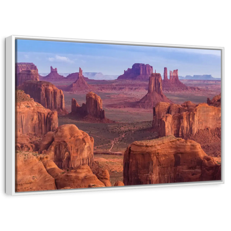 Iconic Monument Valley, 13 po x 9 po, Cadre flottant blanc