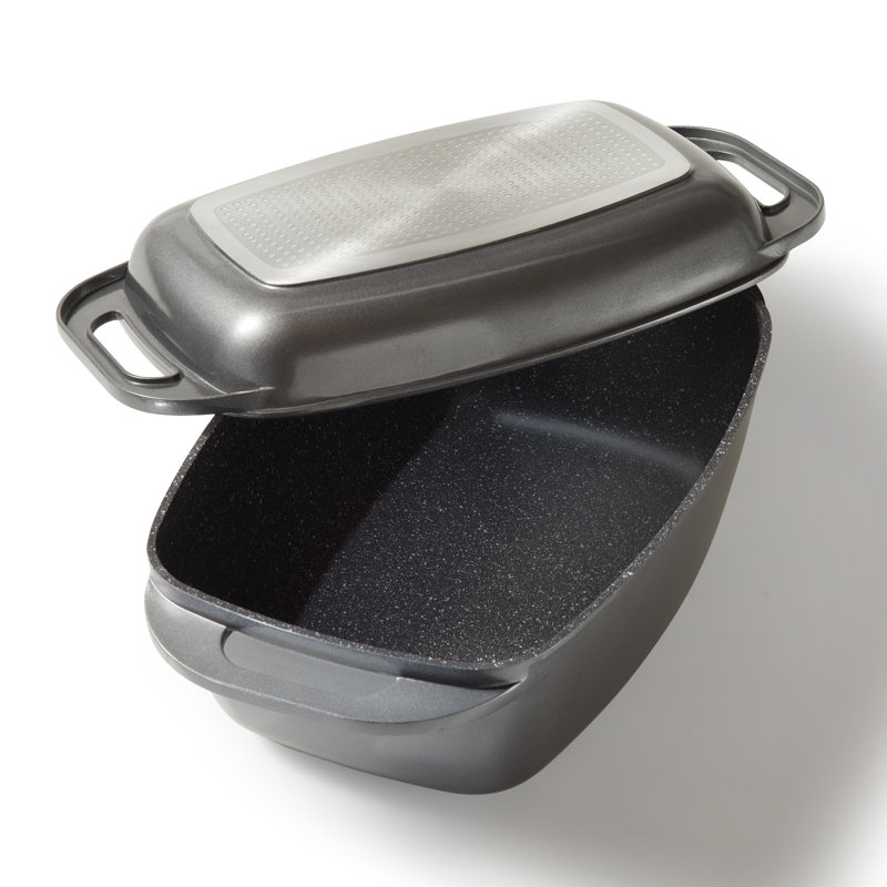 Bella Cucina Aluminum Rectangle Dutch Oven, Anthracite, 12.2L