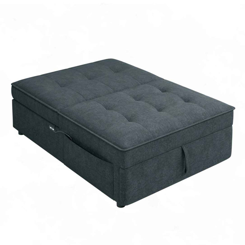 Multi-Function Folding Ottoman sofa Bed, White Linen