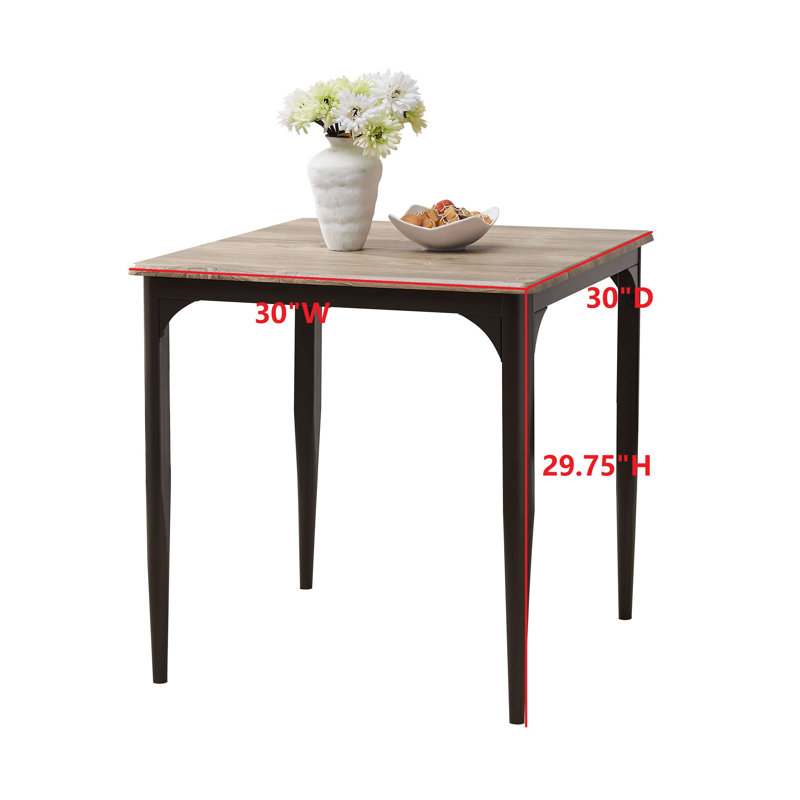 Jusra 30" Square Dining Table, Heavy Duty Metal Frame with Wood Top