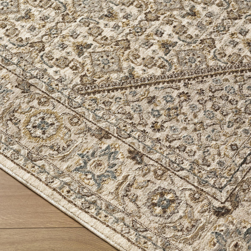 Tapis tissé à la machine Breindel, Brun / gris / vert, Rectangle 6 pi 7 po x 9 pi