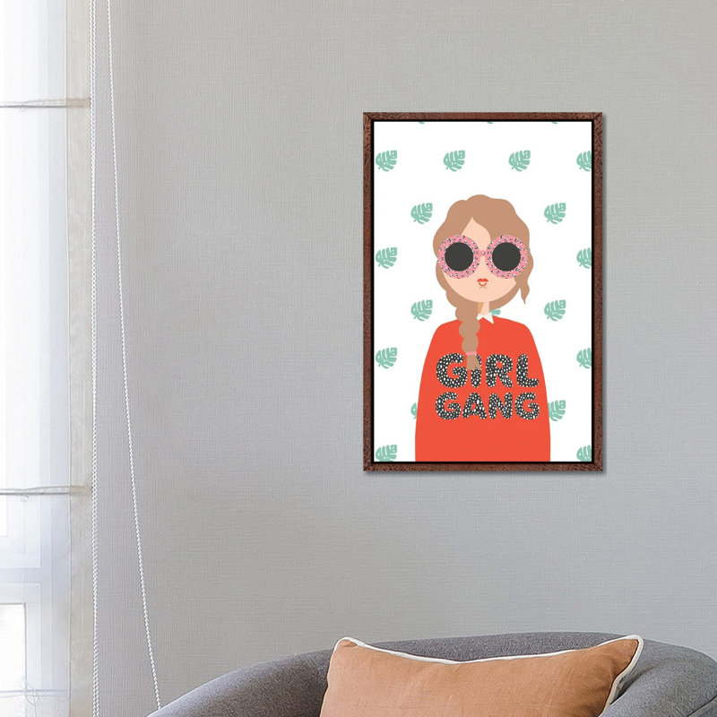 Girl Gang by The Beau Studio - Print on Canvas, 66.04 cm H x 45.72 cm W, Classic Brown Wood Framed