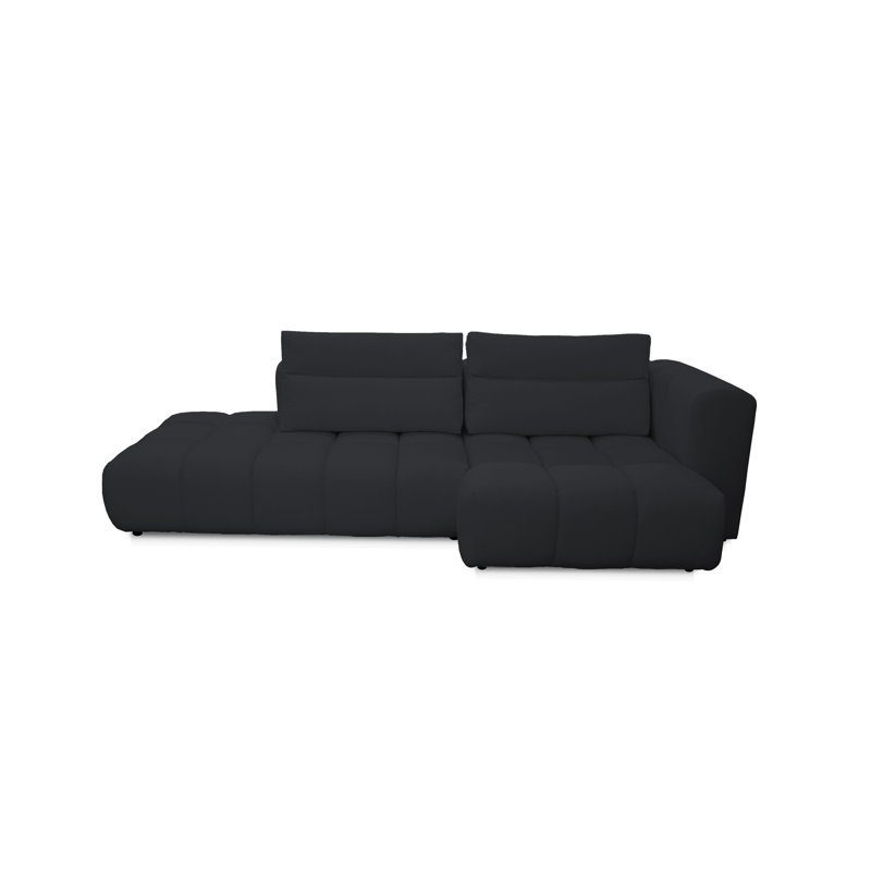 4 Seater Sofa & Chaise, Black, Right Hand Facing