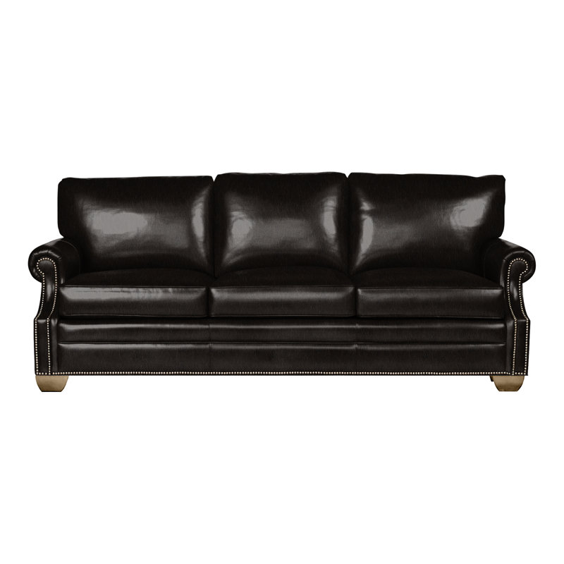Canapé Gutherly, Non, Cuir véritable encre Ziggy, Hampton