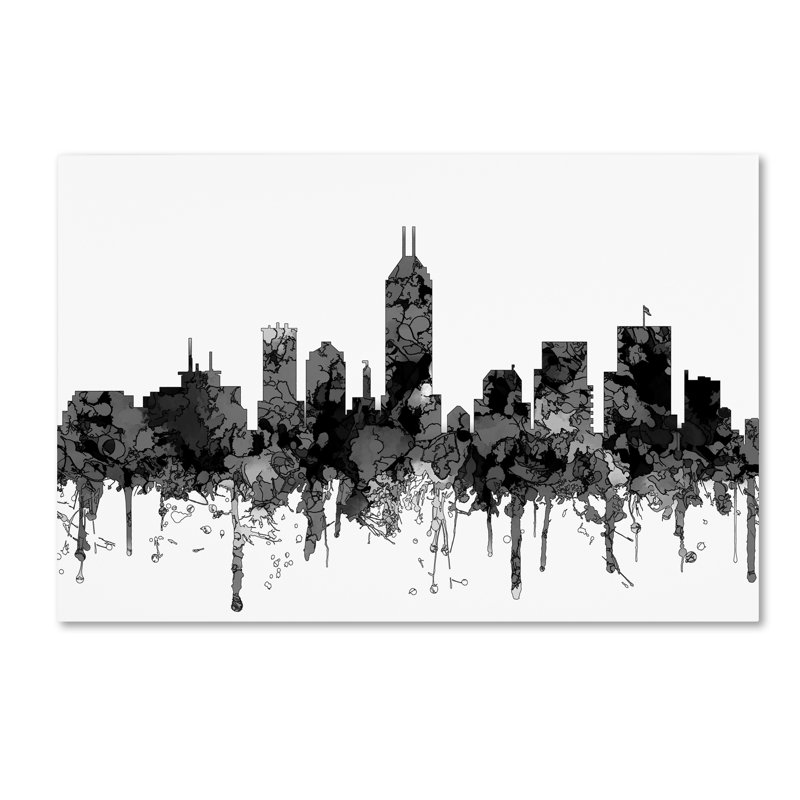 «Indiana Indianapolis Skyline» par Marlene Watson, impression sur toile, H 12 po x l 19 po