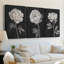 Fleurs noires et blanches I - Toile tendue avec châssis sur mesure - 3 pièces-1916150532