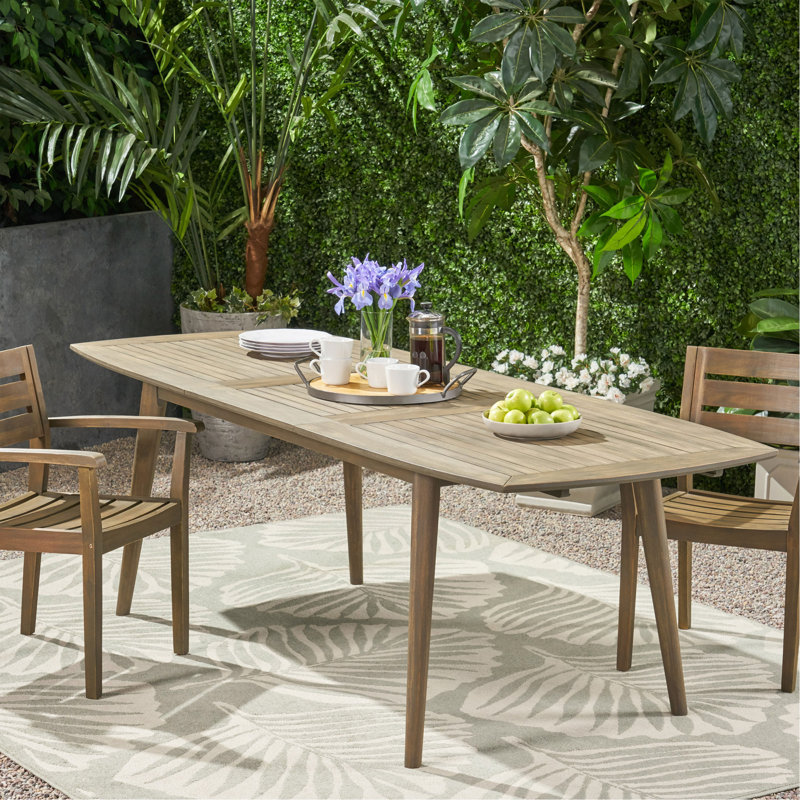 Table de salle à manger d'extérieur extensible en bois d'acacia, Gris