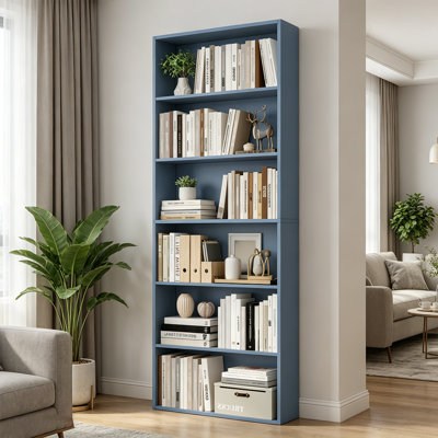 6-Tier Freestanding Bookcase, Tall Open Wood Bookshelf For Bedroom, Living Room And Office