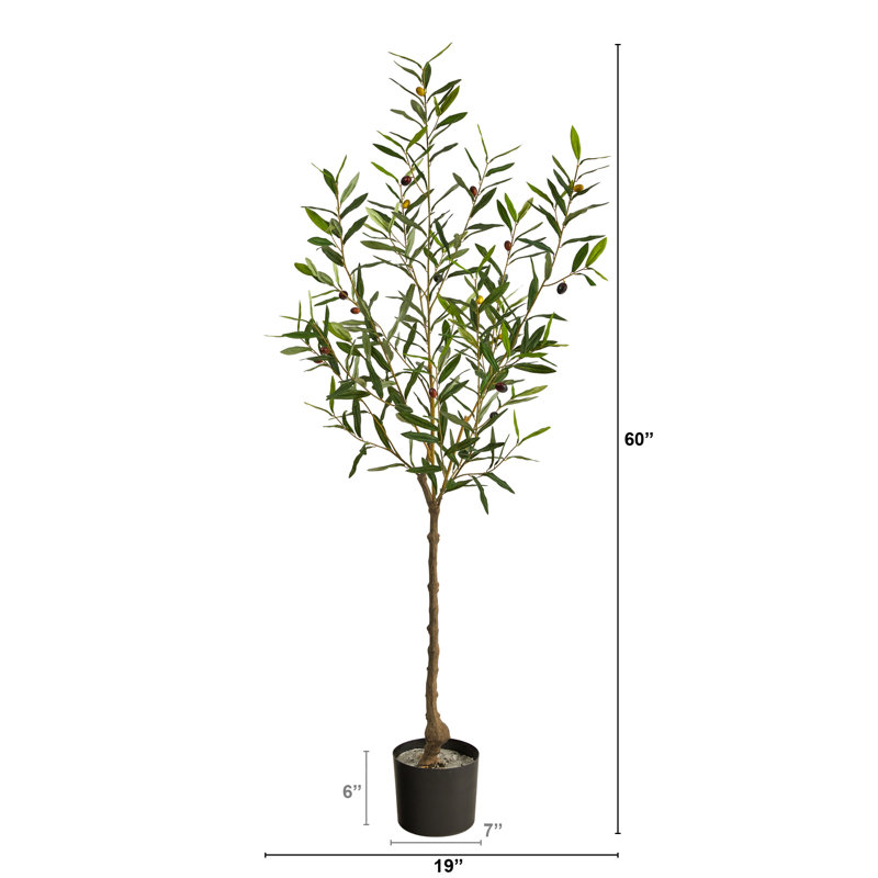 Olive artificielle en pot, H 60 po x l 19 po x P 14 po