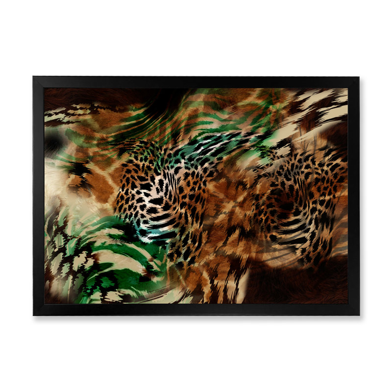 Léopard et tigre VII - décoration murale moderne encadrée, Cadre d'angle fermé noir, H 12 po x l 20 po x P 1 po