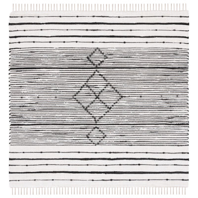 Striped Kilim Flat Weave Cotton Geometric Rug