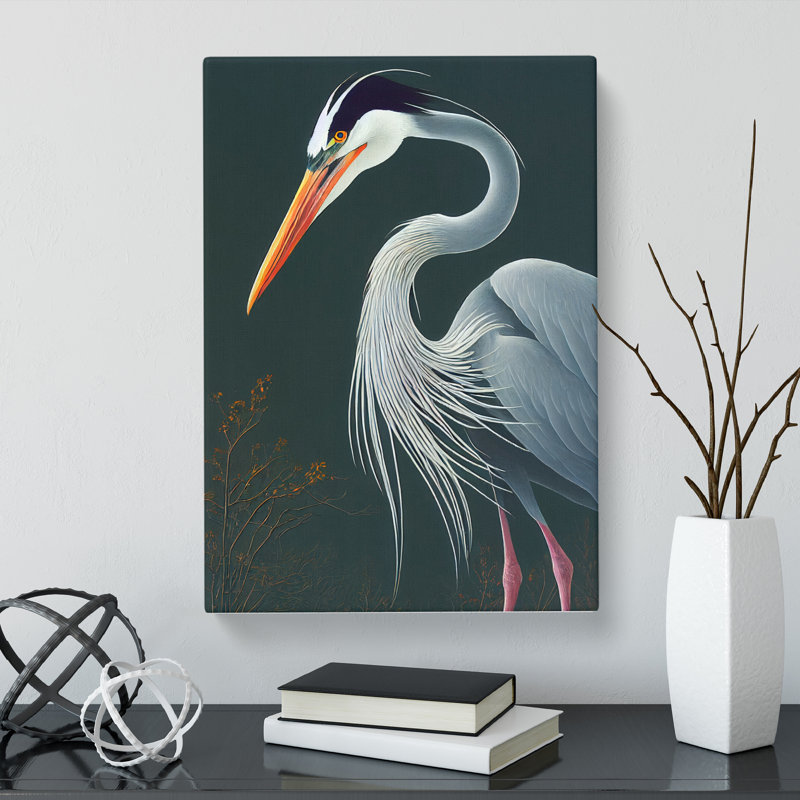Almanza Heron Bird Traditional Vol.3 - Wrapped Canvas, 60cm H x 40cm W x 3cm D
