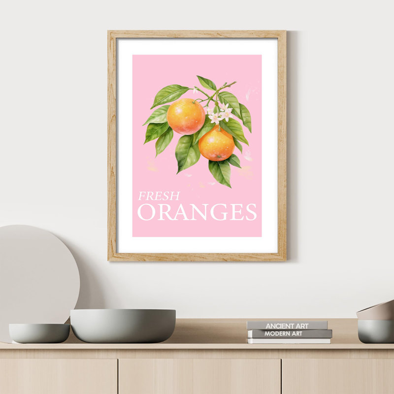«Kitchen Print Oranges On Tree Branch» sur papier, H 10 po x l 8 po, Naturel