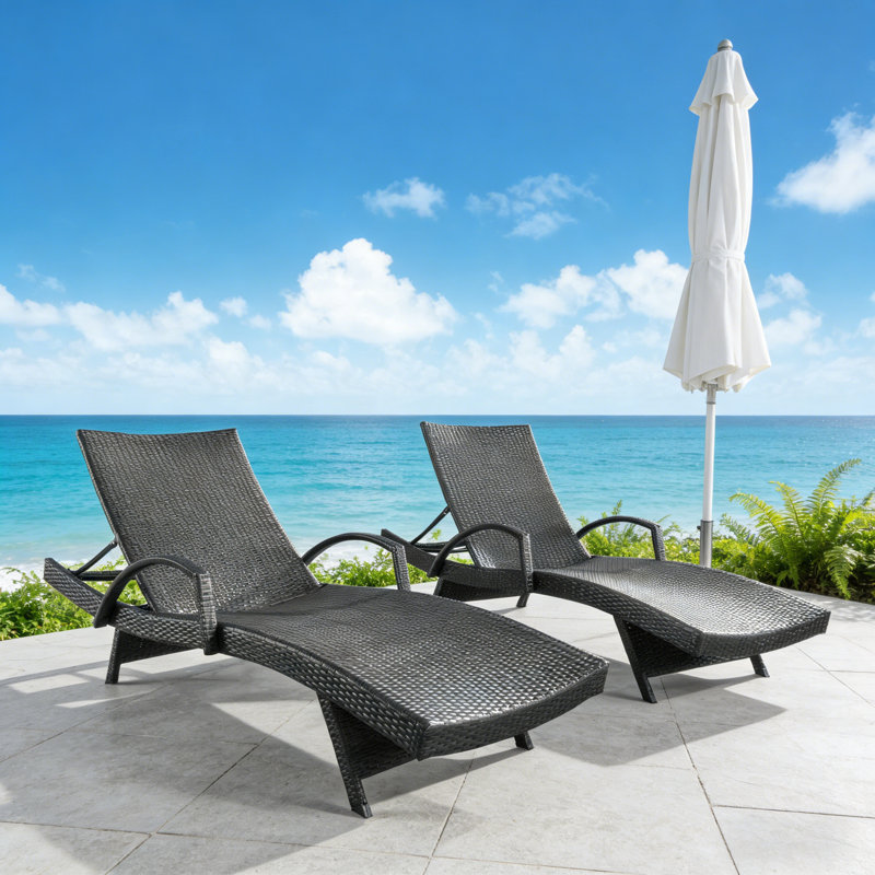 Chaise longue d'extérieur en osier PE