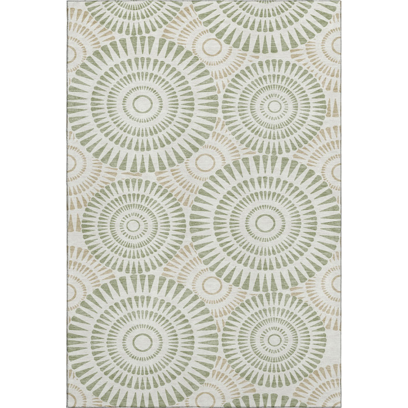 Premium Machine Washable Prisco Aloe Rug, Rectangle 9' x 12'