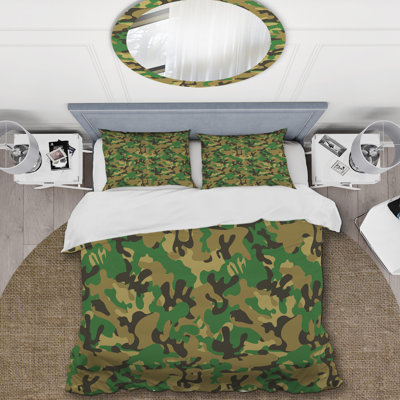 Ensemble de housse de couette en microfibre vert / brun 3 pièces