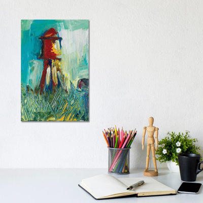 Painted Water Tower by Andy Beauchamp - Wrapped Canvas Painting