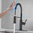 Matte Black Stainless Steel Touch Kitchen Faucet With Pull Down Spray, 360-Degree Rotatable Nozzle For Complete Sink Cleaning Function, Corrosion And Rust- Nature, Convenient Water Temperature Flow-1431875525