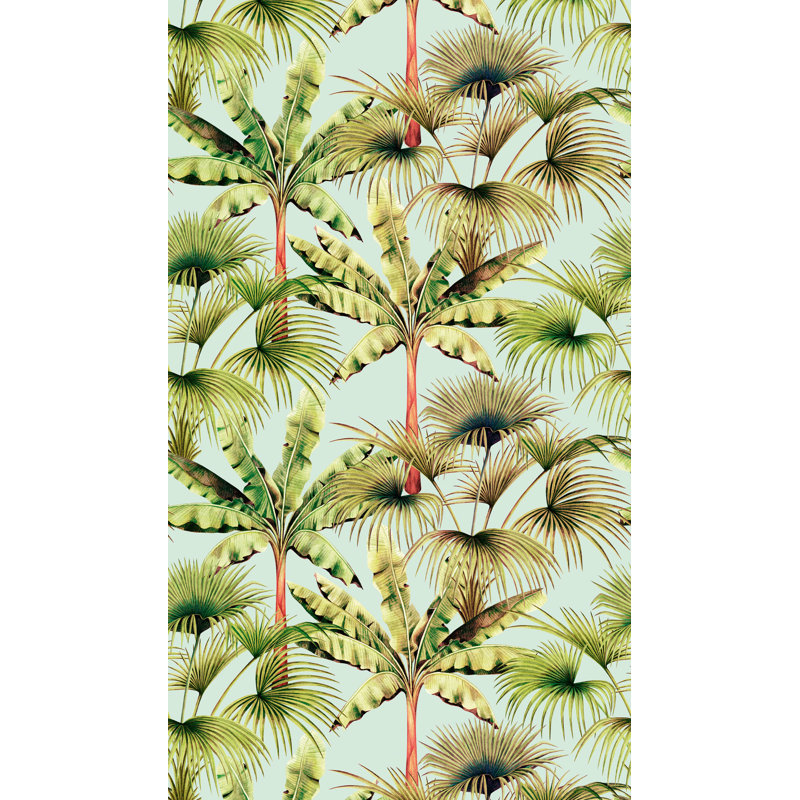 Papier peint floral Amonie, Vert / Bleu / Rouge