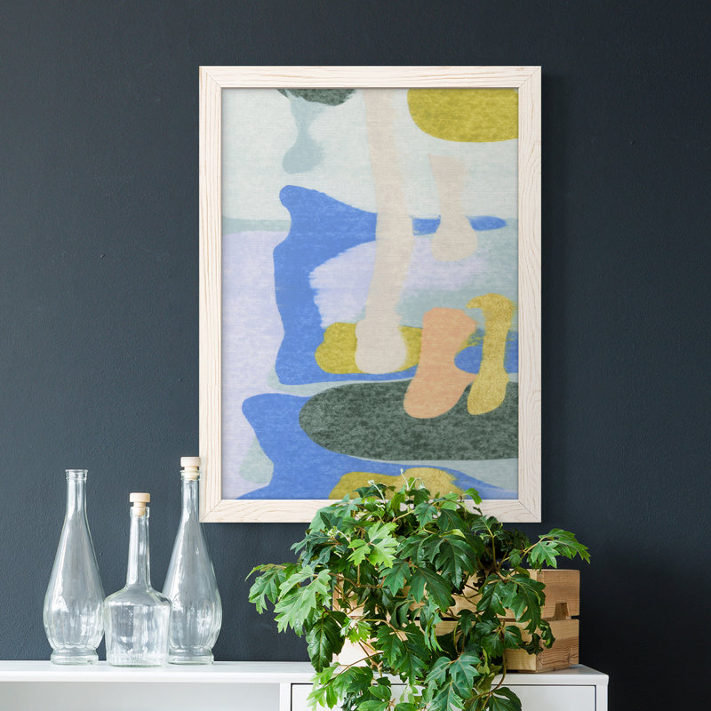 Rorschach Rainbow II - peinture sur toile encadrée, H 28 po x l 38 po x P 1 po, Cadre blanc
