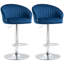 Ensemble de 2 tabourets de bar réglables, tabourets de bar à hauteur de comptoir modernes, tabourets de cuisine rembourrés en tissu de velours avec siège pivotant, structure en acier, repose-pieds