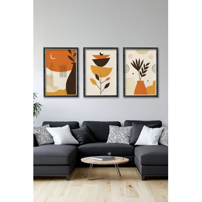 Peinture décorative encadrée (3 pièces)