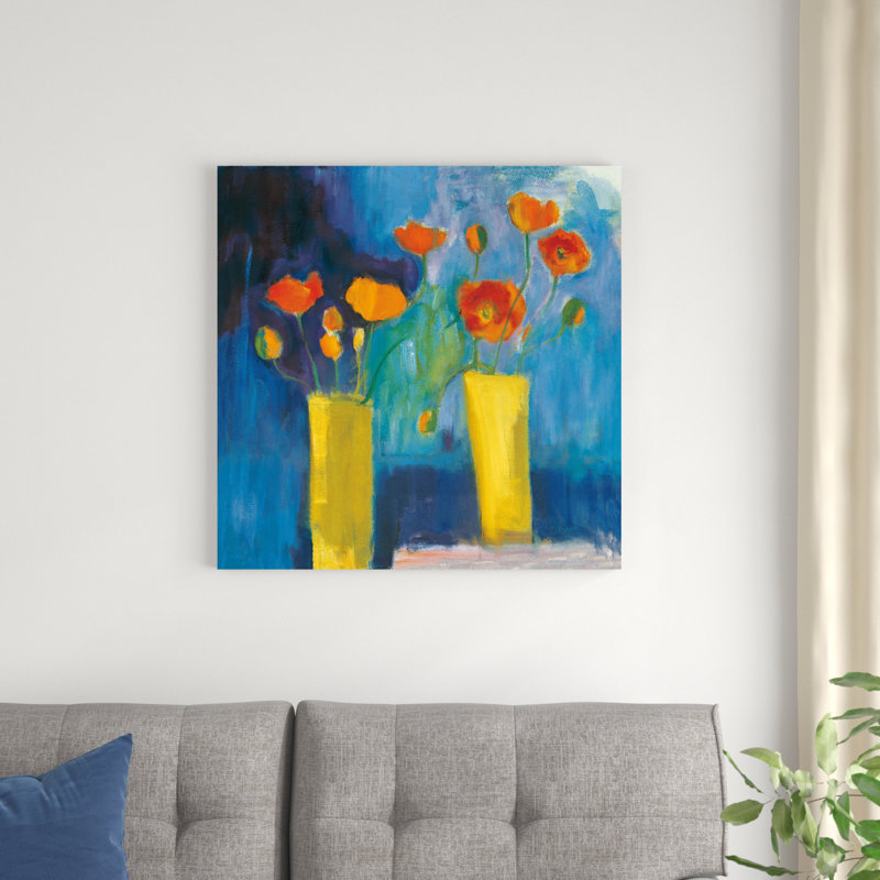 Cadmium Poppies par - peinture sur toile tendue, H 30 po x l 30 po