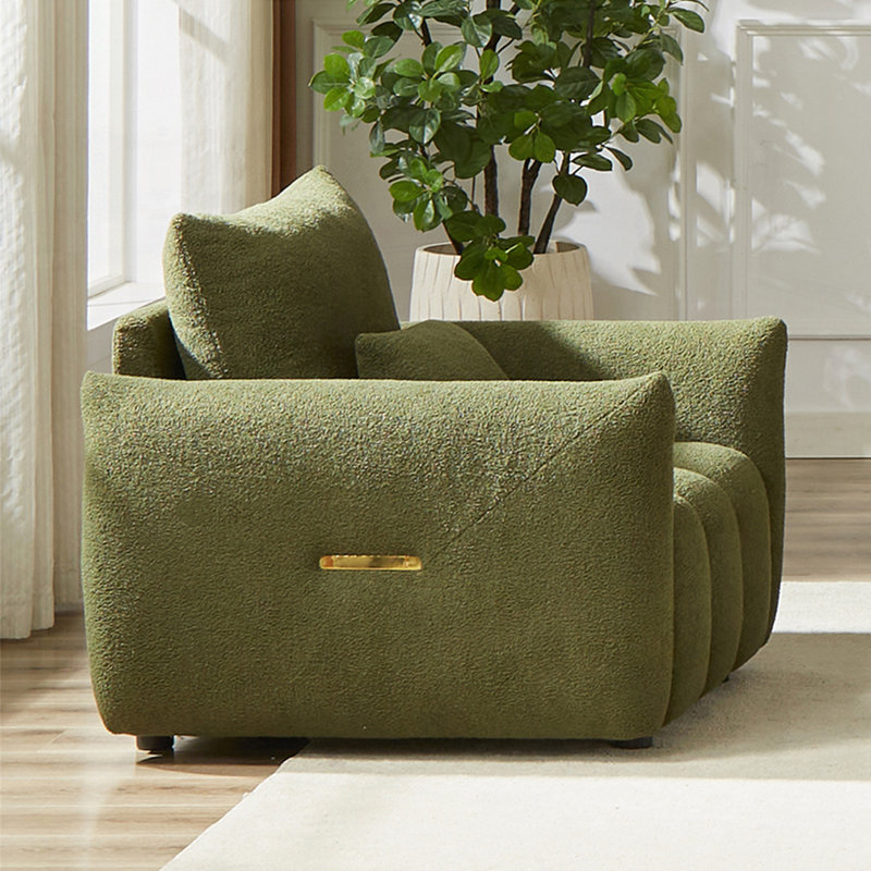 Square Arms Sofa, Beige Teddy, 32" H x 39.7" W x 36" D