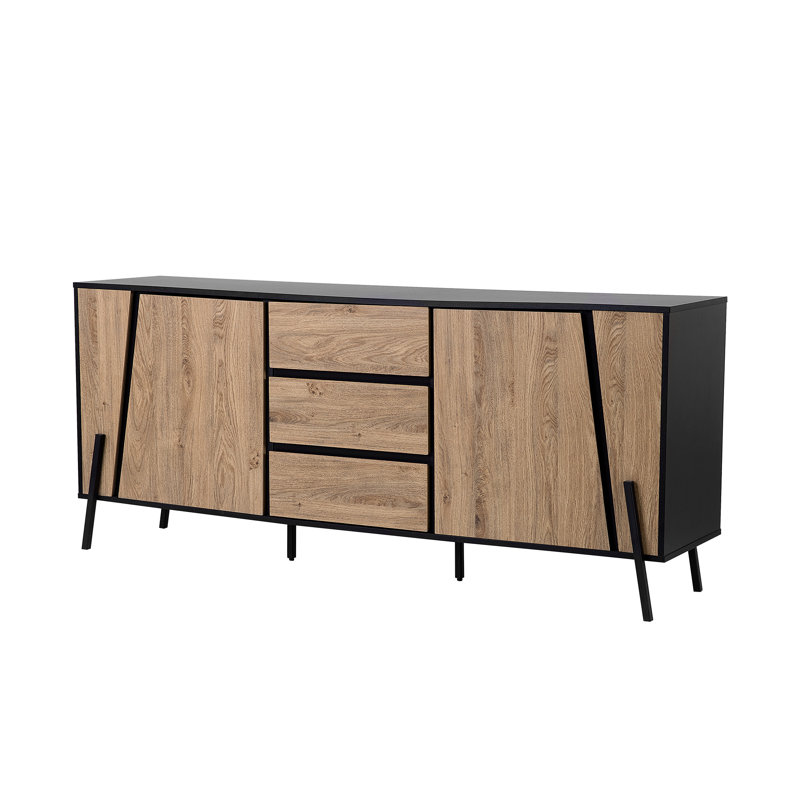 Zaiden 177 Cm Wide 3 Drawer Sideboard, Medium Brown/Black