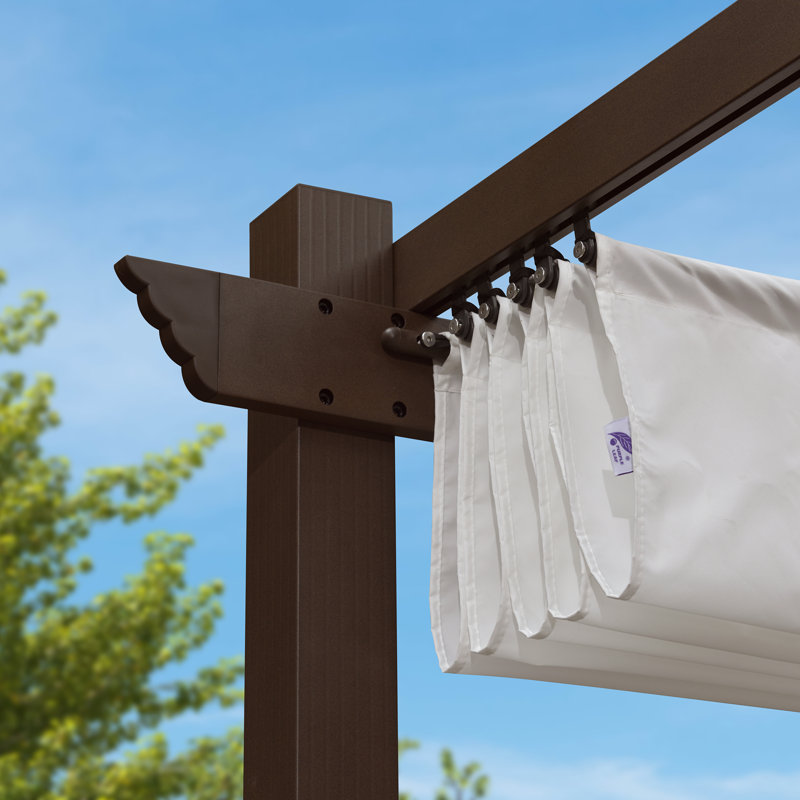 Metal Pergola with Canopy, 96.46" H x 157.48" W x 118.11" D, White