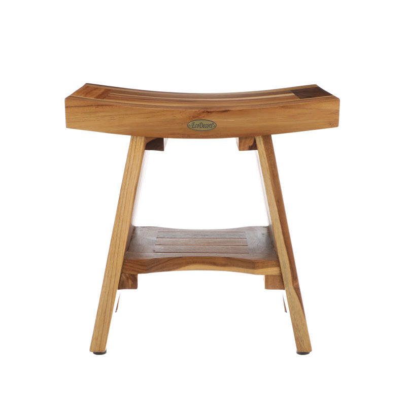 EcoDecors - Serenity, 18 Inch Wide - Teak Shower Bench - Bathroom Stool Seat - in Earthy Teak