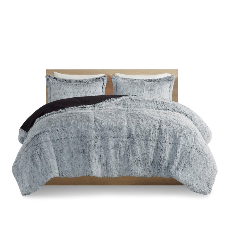 Ensemble de literie à poils longs doux, fourrure de polyester, chambre à coucher moderne et confortable
