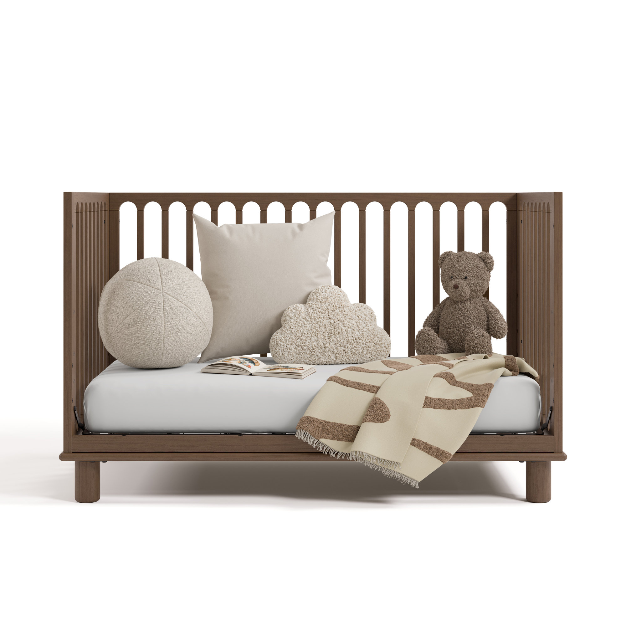 Sicily Deluxe 3-In-1 Convertible Crib With Bonus Toddler Guardrail, Crib, Hazelnut
