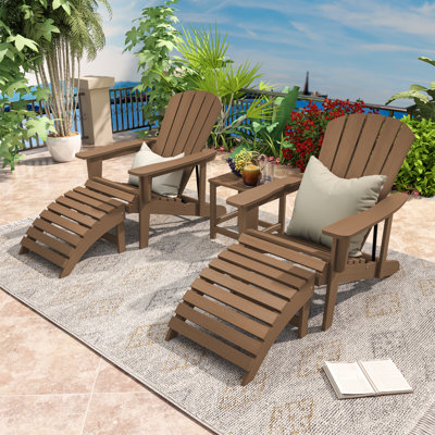 Palmea Plastic/Resin Adirondack Chair with Ottoman by Rosecliff Heights