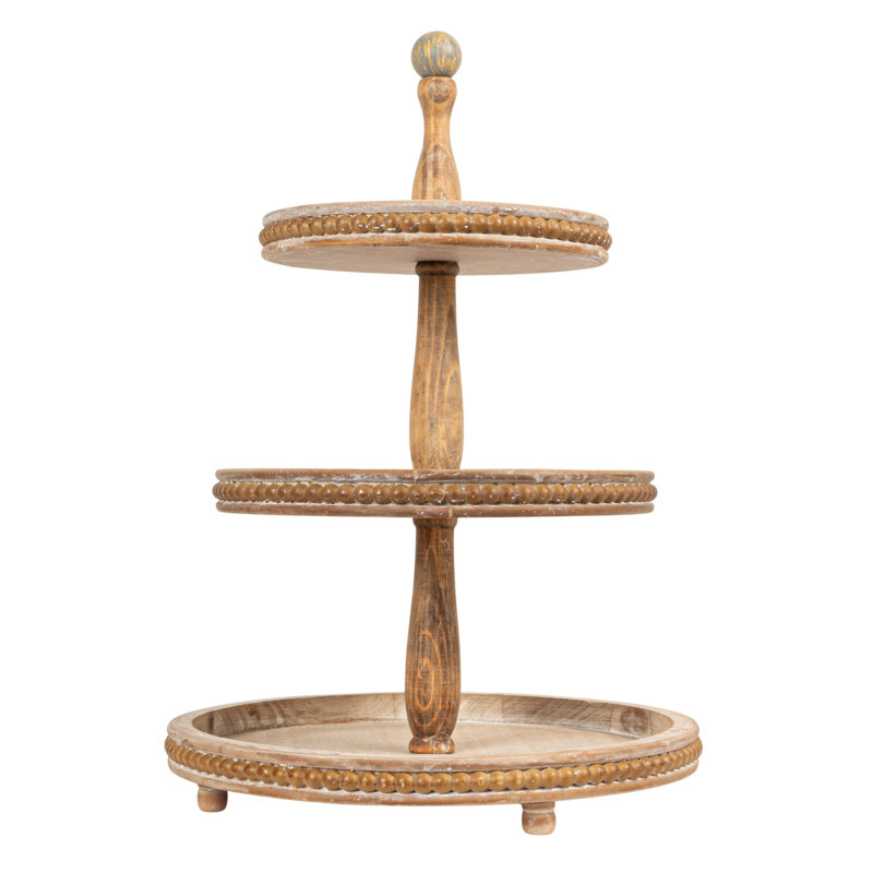 Plateau rond en bois Alberts, Brun